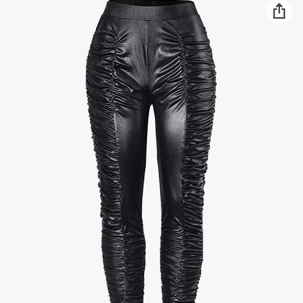 Ruched leather pants sold